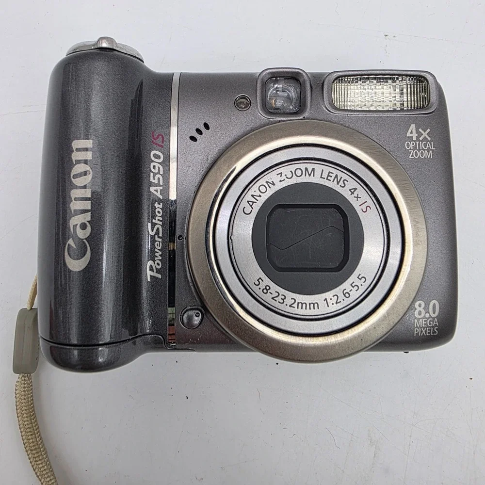 Canon PowerShot A590 IS 8.0MP Digital Camera Tested Fully Functional Grey 32MB